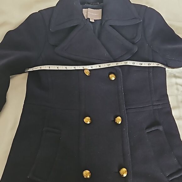 Banana Republic Women's Double Breasted Wool Coat Navy Blue Size 4 - Picture 10 of 16